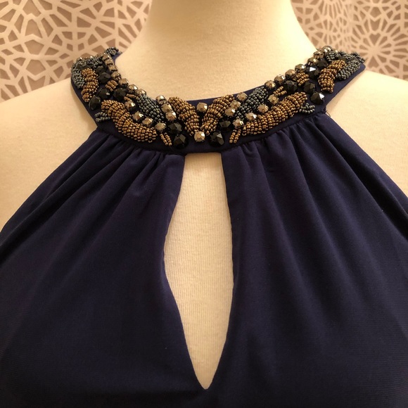 NWT Laundry by Shelli Segal Long Beaded Blue Dress - Picture 14 of 15